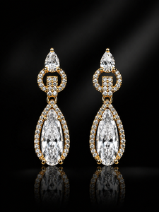 Pendientes de Lujo para Mujer, Chapados en Oro de 18K, con Diamantes en Forma de Pera y Perlas de Agua Dulce, Joyería con Engaste de Bisel para Boda - Product Image 5