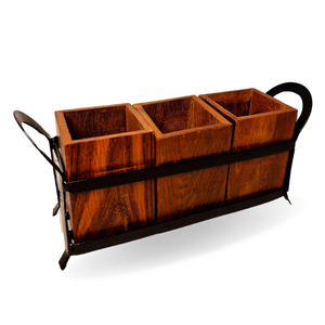 Woodensure - Botellero Rectangular de Madera Moderno y Portátil de un Solo Nivel, Soporte de Metal, Diseño Desmontable para Almacenamiento en la Cocina - Product Image 1