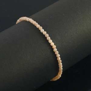 Pulsera de piedras preciosas de piedra lunar de melocotón natural microfacetadas de 2.5-3mm, cuentas delicadas de piedra lunar en forma de rondel para mujer, venta al por mayor a granel - Product Image 5