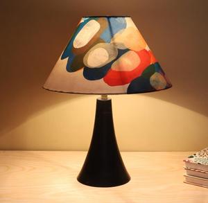 Midcentury Style Table Lamp with Multicolored Fabric Cone Shade Warm White LED <b>Light</b> for Bedroom Decorative <b>Lighting</b> - Product Image 1