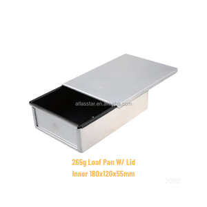 Molde para Pan Cuadrado Antiadherente de Aluminio de Grado Alimenticio ATLAS STAR de 110 g con Tapa Negra para Cafetería, Panadería - Product Image 3