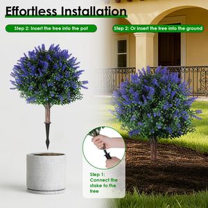 2 Confezioni di Alberi Artificiali a Sfera Topiaria Resistenti ai Raggi UV, Arbusti Sempreverdi, Piante Finte con Picchetto da Terra, Eleganti Elementi Decorativi per Esterni - Product Image 2