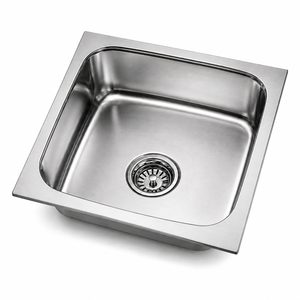 Stainless Steel Undermount 304 Grade Single Bowl <b>Kitchen</b> <b>Sink</b> Brushed Finish Square Minimalist - Product Image 1