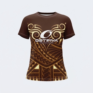 Camiseta de Secado Rápido para Mujer con Diseño Tribal, Talla y Color Personalizados, Tejido de Punto, Colores Sólidos, Manga Corta, Cuello Redondo Ligero - Product Image 5