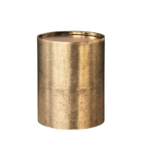 Modern <b>Round</b> Metal <b>Side</b> <b>Table</b> with Antique <b>Gold</b> Finish for Indoor Use Modern Brass Drum <b>Side</b> <b>Table</b> with Antique <b>Gold</b> Finish - Product Image 1