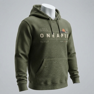 Sweat à capuche vert olive personnalisé pour homme, motif montagne, streetwear outdoor, mode, vêtements en gros OEM ODM - Product Image 3