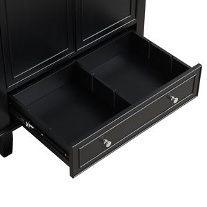 Mobile Bagno Multifunzionale Nero da 30 Pollici in Legno Massello e MDF con Lavabo Integrato, Ante e Cassetto - Product Image 5