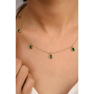 Collier avec pendentif en or jaune massif 14 carats, taille émeraude - Product Image 5