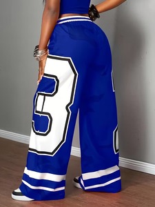 Plus Size 2026 Spring/Summer Sexy Casual Jogger <b>Pants</b> Loose Wide-Leg Flat 100% Cotton Digital Print Straight-Leg Drawstring - Product Image 6