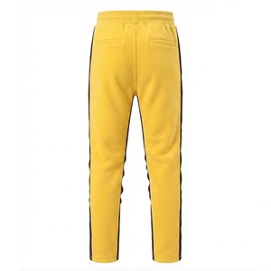 New Arrivals Men's Yellow Hooded Tracksuit <b>Set</b> Solid Color <b>Knitted</b> Casual Autumn Wear Activewear Pants With Black Side Stripes - Product Image 6