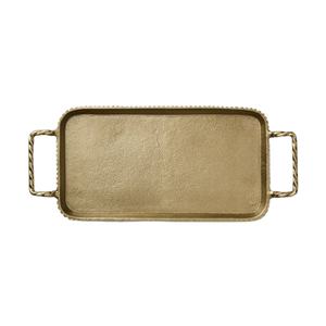 Bandejas de Latón de Diseño Elegante con Asa, Forma Personalizada, Bandeja Dorada para Servir Alimentos en Mesas, Uso en Hoteles y Bodas - Product Image 1