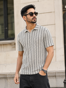 Camiseta de Cuello Polo a Rayas para Hombre, Nueva, de Alta Calidad, de Polialgodón, Casual, de Manga Corta, con Logotipo Personalizado Disponible al Mejor Precio - Product Image 1