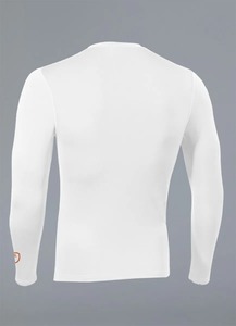 Men Long Sleeve <b>Compression</b> <b>Shirt</b> <b>White</b> Slim Fit Quick Dry O-Neck Knitted Polyester Casual Workout Top - Product Image 4