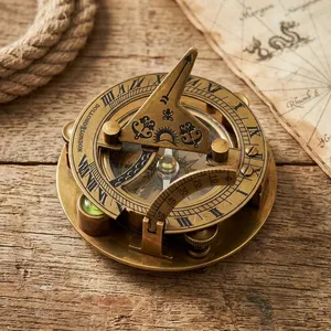 Boussole solaire de poche en laiton antique de qualité export avec cadran à chiffres romains pour instrument de voyage, disponible en grande quantité - Product Image 6
