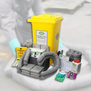 240L Universal Spill Kit with Wheelie <b>Bin</b> – <b>Large</b> Capacity Hazardous Chemical Spill Response Kit, Industrial Absorbent Spill Kit - Product Image 1