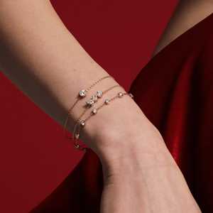 Chain <b>Bracelet</b> 1 Ct Round Sparkling Lab Grown Diamond Station Cable Chain <b>Stacking</b> Lobster Clasp 7inch Length 10K 14k Solid Gold - Product Image 1