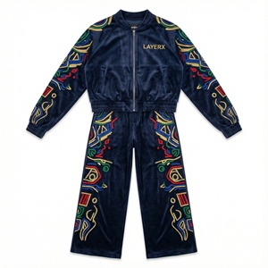 ชุดวอร์มผู้ชายปี 2026 แบบสองชิ้น สไตล์แจ็คเก็ตกันลม ลายปักแบบฟอกสี กางเกงขายาวทรงกว้าง สตรีทแวร์ เป็นมิตรกับสิ่งแวดล้อม ผลิตตามสั่ง - Product Image 1