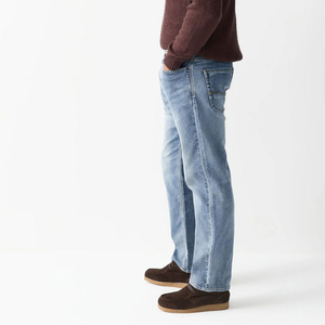 Fabricants sur mesure de jeans droits en coton pour hommes, avec logo de marque personnalisé, motif uni, taille haute, délavés, pour usage décontracté, vente en gros - Product Image 2