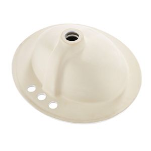 Lavabo da Bagno Ovale in Ceramica Bianca 19.09 X 16.73 Pollici Semi-Incassato con 3 Fori per Rubinetteria, Troppopieno e Scarico a Goccia - Product Image 1