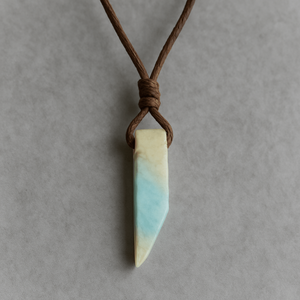 Caribbean Calcite Natural Crystal Unshaped Pendant Necklace with Adjustable <b>Rope</b> <b>Chain</b> for Men and Boys - Product Image 5
