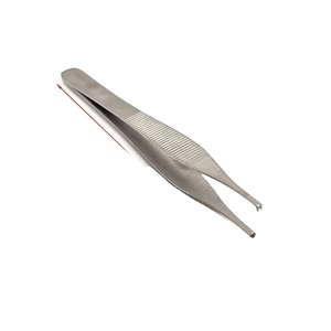 Pince à épiler dentaire chirurgicale en acier inoxydable Meriam à pointe dentelée et coudée 16 cm pour coton-tige et pansements - Product Image 2