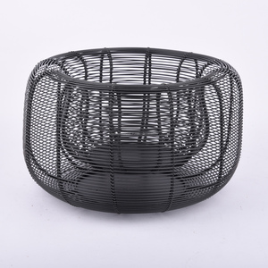 Black Metal <b>Wire</b> Candle Holder and <b>Storage</b> <b>Basket</b> With Ring Shape for Living Room Laundry Tableware Decorative <b>Storage</b> Holders - Product Image 1