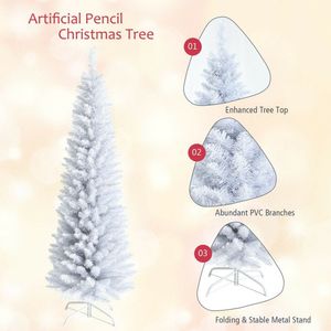 Albero di Natale Artificiale Sottile Non Illuminato di 1,8 Metri con Supporto in Metallo per Decorazioni Festive - Product Image 6