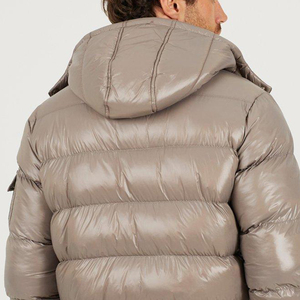 Veste d'hiver matelassée brillante personnalisée pour homme, manteau chaud à capuche en duvet, épais, imperméable, pour l'extérieur, mode décontractée - Product Image 4