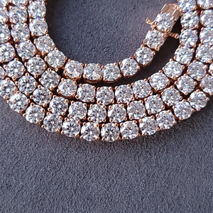 Rose Gold Plated Cubic Zirconia Statement Necklace Women's Fashion Party Jewelry Round Brilliant Prong Setting Zinc Alloy Chain - Product Image 3
