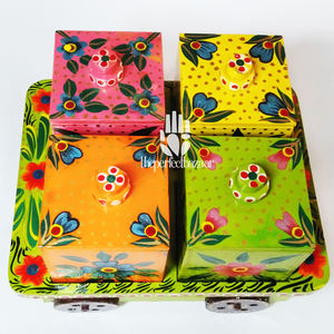 Ensemble de 4 boîtes à fruits secs pour la décoration de la maison, table, art déco en bois - Haute qualité, cadeaux pour anniversaire, baptême et rentrée scolaire - Product Image 2