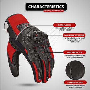 Gants de moto et de ski en cuir imperméables, respirants et légers, paume antidérapante, doigts entiers, fermeture à cordon, unisexe, pour l'été - Product Image 4