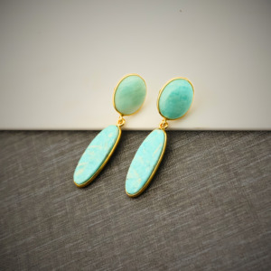 Natural Amazonite and 18K <b>Gold</b>-Filled Luxury <b>Dangle</b> <b>Earrings</b> Elegant Drop Design-Gift for Her - Product Image 6