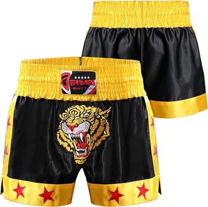 Shorts de combat Farabi Muay Thai MMA légers en satin tissé polyester, brodés tigre, pour boxe et gym, logo personnalisé, adulte - Product Image 4