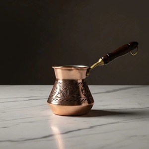 Traditional <b>Turkish</b> Coffee <b>Pot</b> With Wooden Grip Ornamental Cezve - Product Image 3