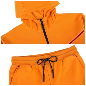 Survêtement orange pour homme, manches longues, couleur unie, fermeture éclair à capuche, respirant, polyester, vêtement d'automne, coupe classique - Product Image 5