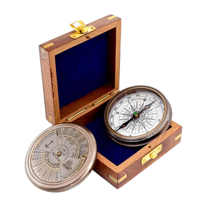 Boussole Nautique Vintage en Laiton avec Boîte Cadeau en Bois, Boussole de Navigation Antique, Boussole Maritime, Boussole Décorative, Cadeau de Voyage - Product Image 4