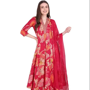 SAZU <b>Women</b> Floral <b>Kurta</b> Set with Dupatta Stylish Red <b>Kurta</b> Set Printed <b>Women</b> <b>Kurta</b> Set for Festive & Casual Wear Ethnic Wear - Product Image 1