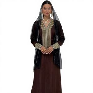 AWAIS HOUSE 2025 – Kaftan de luxe pour femme, brodé et perlé, avec soutien-gorge intégré, en velours violet doux, simple, élégant, modeste, longueur ras du sol - Product Image 3