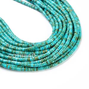 Turquesa natural de Hubei azul, cuentas lisas Heishi de 4x2.5mm, cuentas de turquesa natural de Arizona con corte bruto para la fabricación de joyería. - Product Image 3
