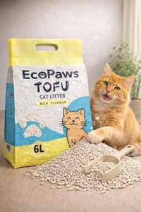 Litière pour chat EcoPaw Tofu & Bentonite, fibres de soja naturelles, jetable aux toilettes, écologique, sans poussière, anti-odeurs, 2,5 kg, OEM/ODM - Product Image 4
