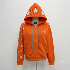 Nouveau style – Sweat à capuche zippé en tissu 100 % coton, coupe oversize, avec manches imprimées et logo frontal – Décontracté, unisexe, idéal pour l'automne - Product Image 1