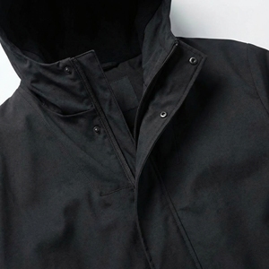 <b>Black</b> Hooded Long Coat | Waterproof Zip Up Utility Trench Jacket | Oversized Streetwear Rain Coat | Custom OEM Manufacturer - Product Image 3