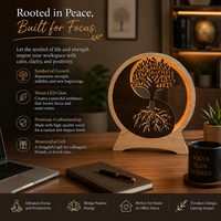 Lampe de table LED en bois de qualité supérieure, Arbre de Vie |   Lampe d'arbre décorative en bois avec lumière chaude pour la décoration du salon, de la chambre à coucher et du bureau