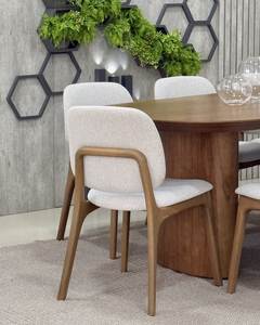 Juego de Mesa de Comedor de Madera de Teca Moderna, Silla Tapizada Minimalista, Muebles Contemporáneos para Hotel o Villa - Product Image 2