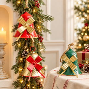 Grandes cloches de Noël en métal, décorations suspendues en fer, ornement festif réutilisable pour mur et porte, pour la décoration de la maison - Product Image 3