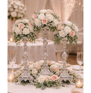 Vases décoratifs de table pour mariage, en métal doré de luxe, avec gravures, par SHAH - Product Image 5