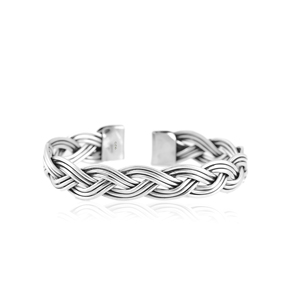 Silver Mountain 925 Sterling Silver Vintage Multi-Strand Braided <b>Charm</b> Bracelet Handcrafted Open Kada Polished Finish Unisex - Product Image 2