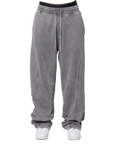 <b>Men's</b> Gray Cotton Sweatpants Drawstring Elastic Waist Loose Straight Leg Casual <b>Pants</b> Side Pockets - Product Image 1