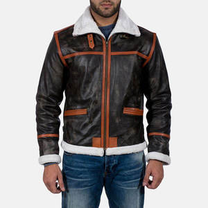 Chaqueta de Cuero para Hombre con Cuello Alto y Logotipo Frontal, Lista para el Invierno, para Salidas Casuales y Días Fríos - Product Image 1