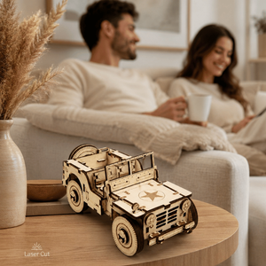 <b>DIY</b> Military Jeep Laser Cut Wooden Model <b>Kit</b> Premium 3D Puzzle Assembly Toy for Collectors Hobbyists Kids and Home Display Decor - Product Image 4